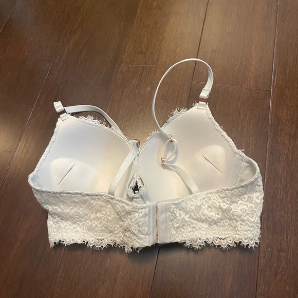 3/$15 Aerie real power plunge push-up eyelash white bra size 34c - Picture 4 of 8